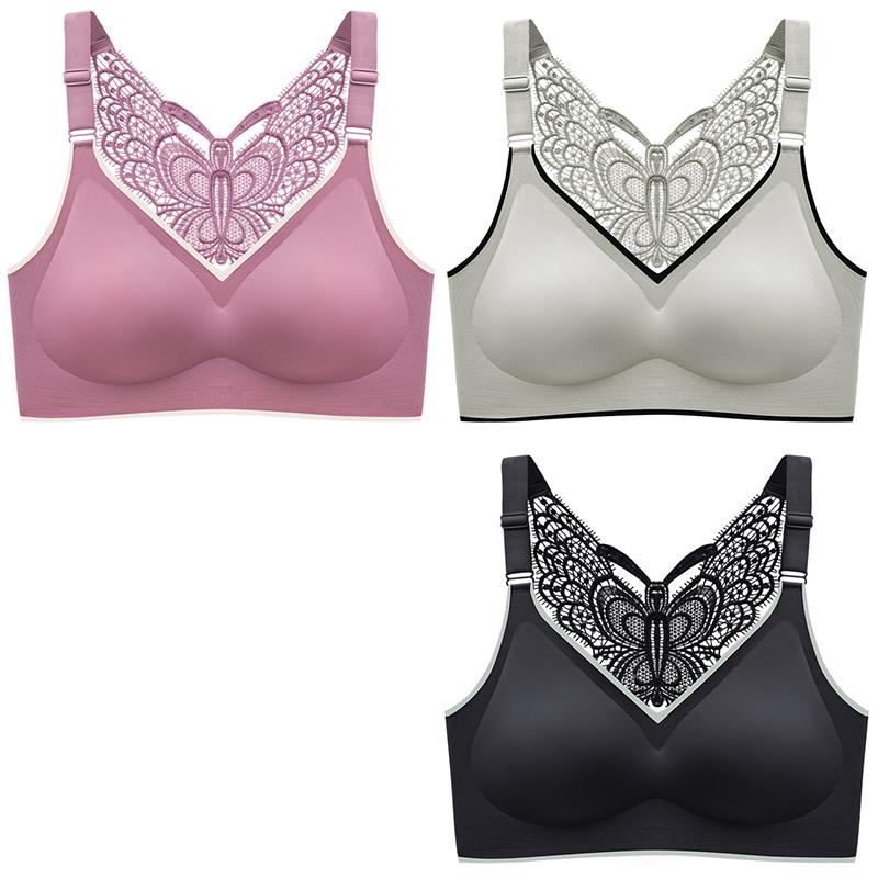 3 Plus Kích Thước Áo Ngực Kích Thước Áo Bralette Liền Mạch Nữ Áo Ngực Làm Đẹp Bướm Lưng Push Up Bra 3XL 4XL 5XL không Dây Quần Lót