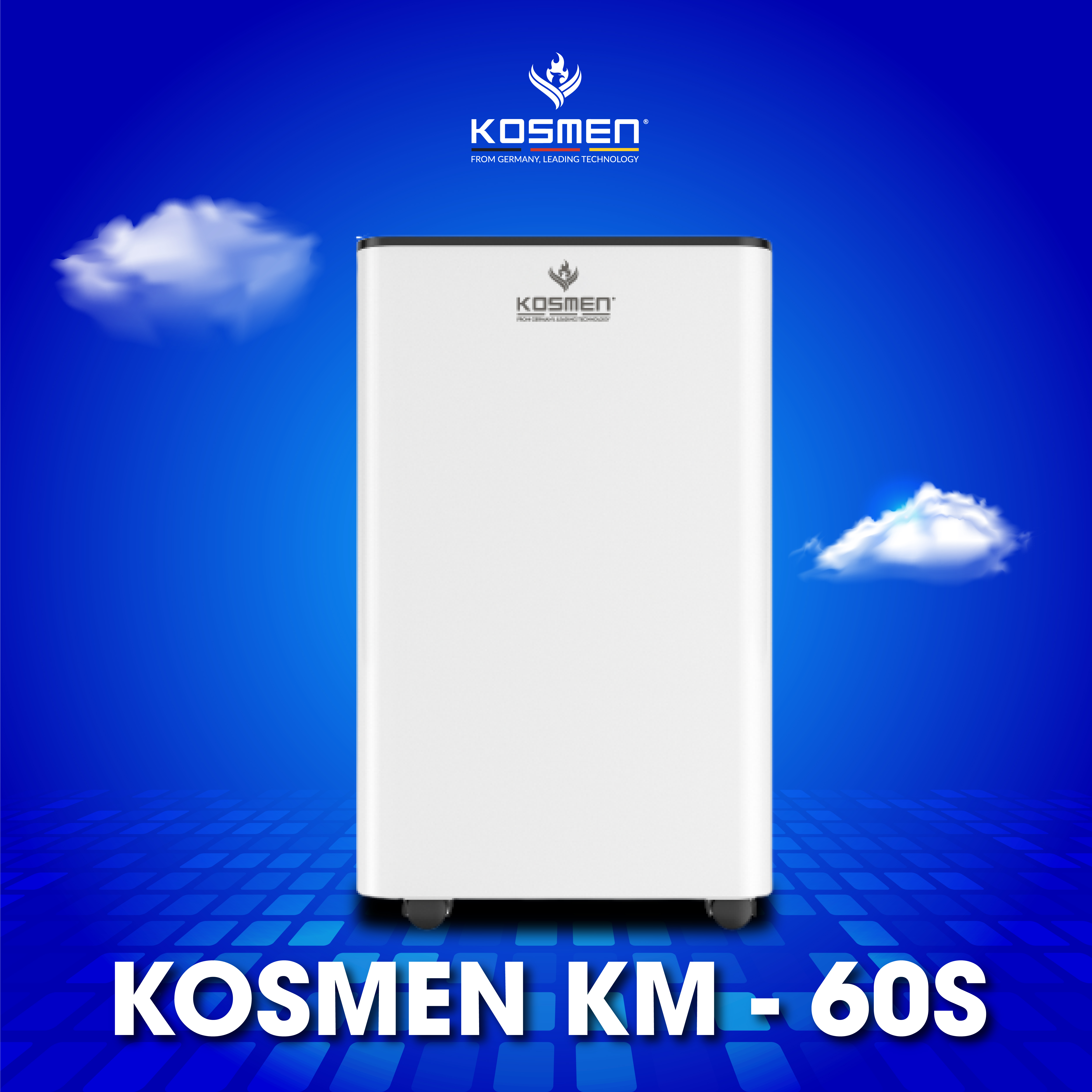 Máy Hút Ẩm Kosmen KM-60S Công Suất 60 lít/ngày, Công Nghệ Ion Âm - Hàng Chính Hãng