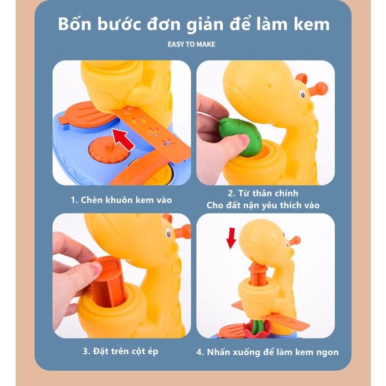 Bộ Đồ Chơi Chú Heo DIY Làm Kem,Mì Sợi,Hamburger,Sủi cảo Bằng Đất Nặn Làm Từ Bột Mì An Toàn ChoBé Đồ Chơi Nhập Vai Thú Vị