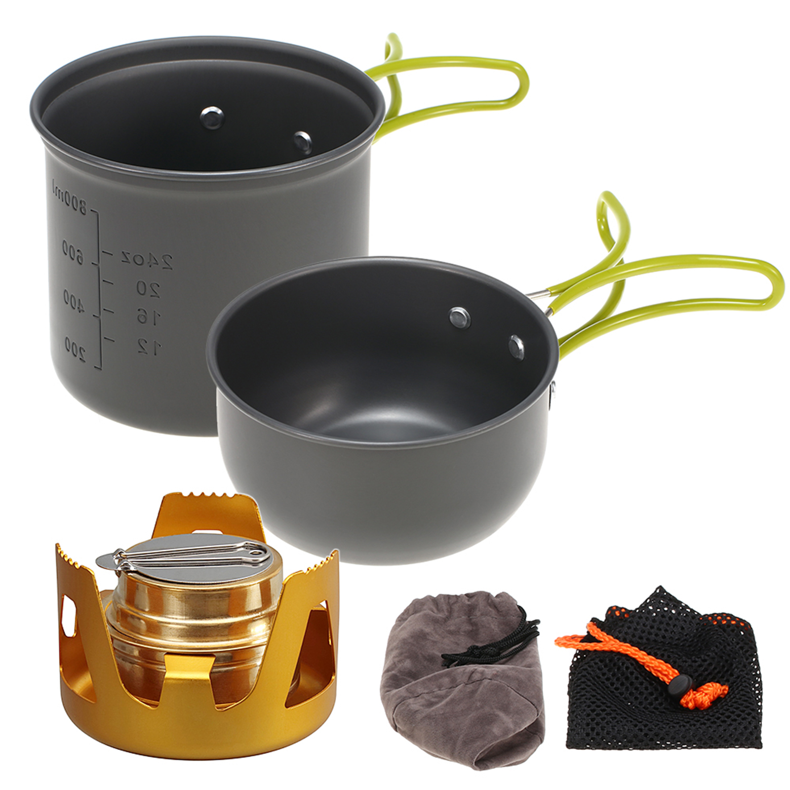 Bộ nấu ăn mini bao gôm bếp cồn nồi và giá đỡ thích hợp cho cắm trại dã ngoại …
