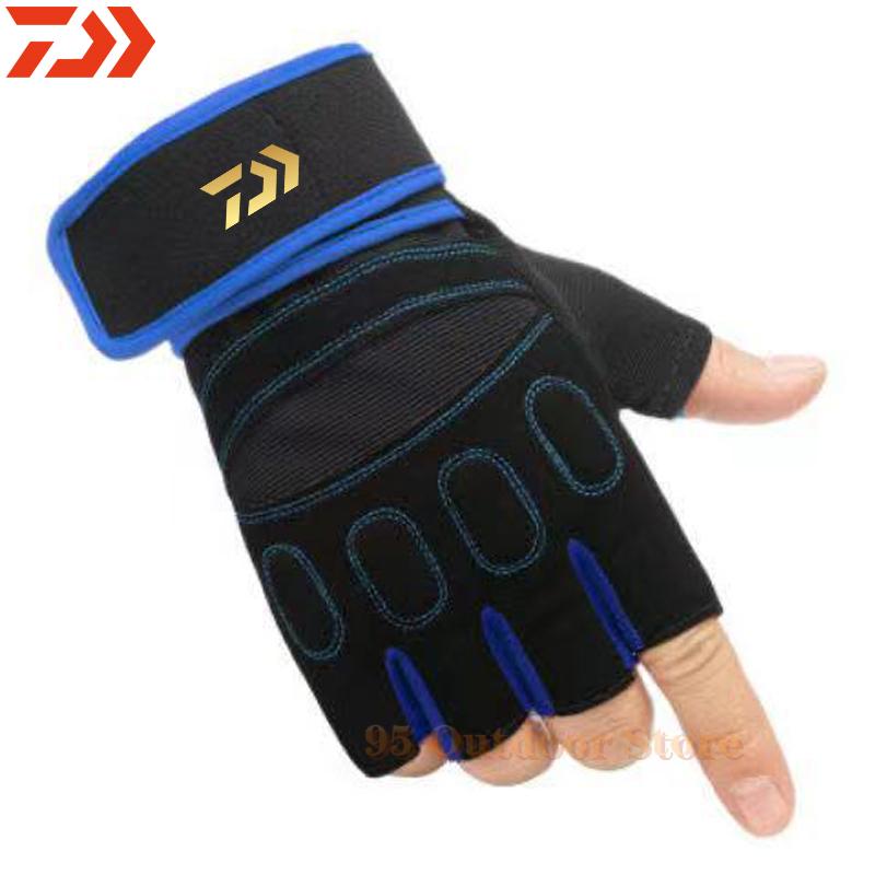 Mới Daiwa Găng Tay Câu Cá Thể Thao Thoáng Găng Tay Câu Cá Thoáng Khí Săn Bắn Chống Trơn Trượt Khi Đi Cắm Trại Đi Xe Đạp Ngón Tay Găng Tay Thể Thao