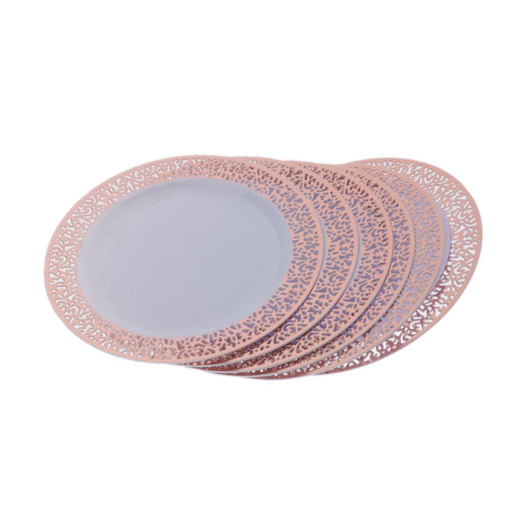 6pcs Plastic Plates Disposable Dinnerware Dinner Wedding Dishes