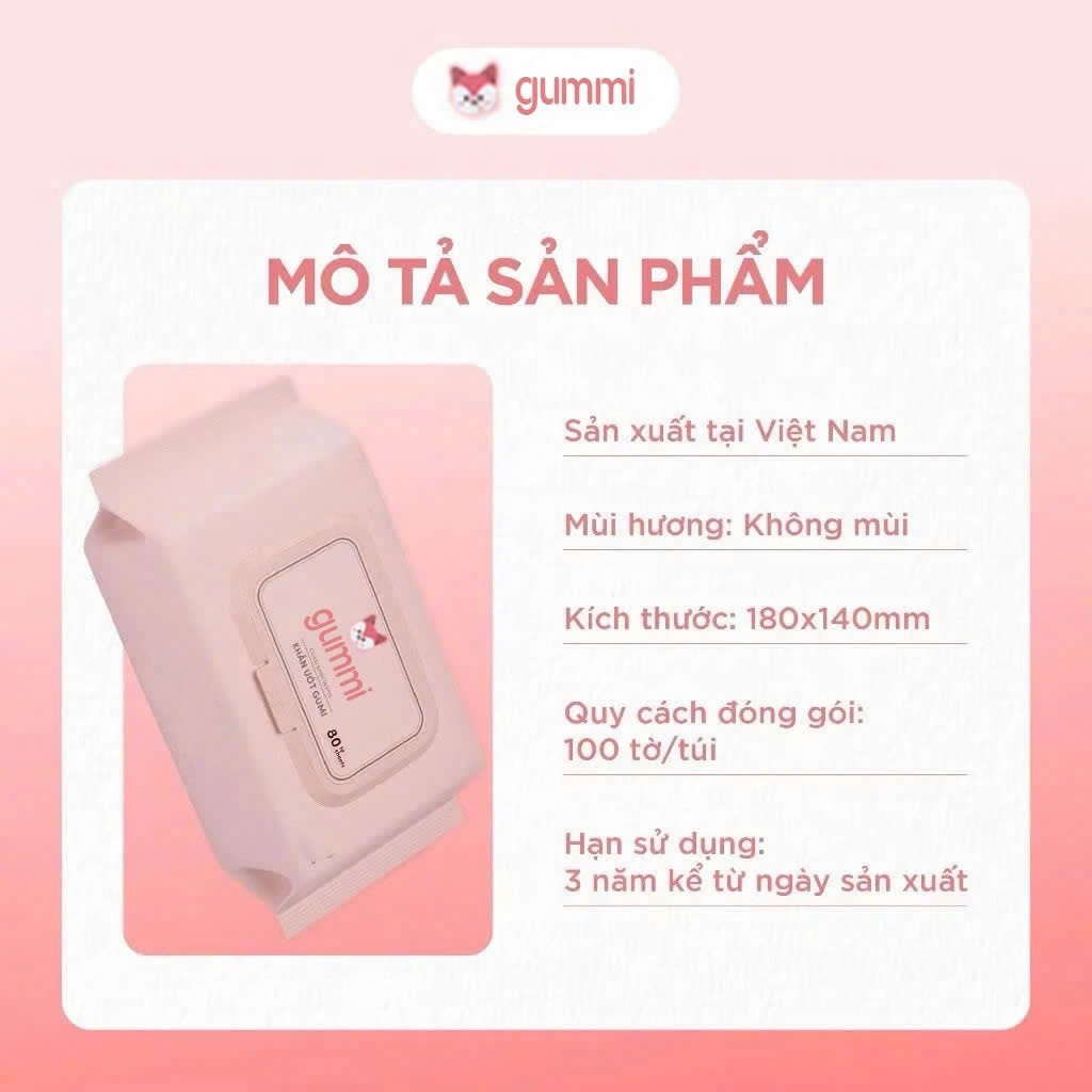 Thùng 10 Gói Khăn Ướt GUMI Không Cồn Không Paraben, Không Chất Huỳnh Quang, An Toàn Cho Da Nhạy Cảm – 80 Tờ - HÀNG CHÍNH HÃNG MINIIN