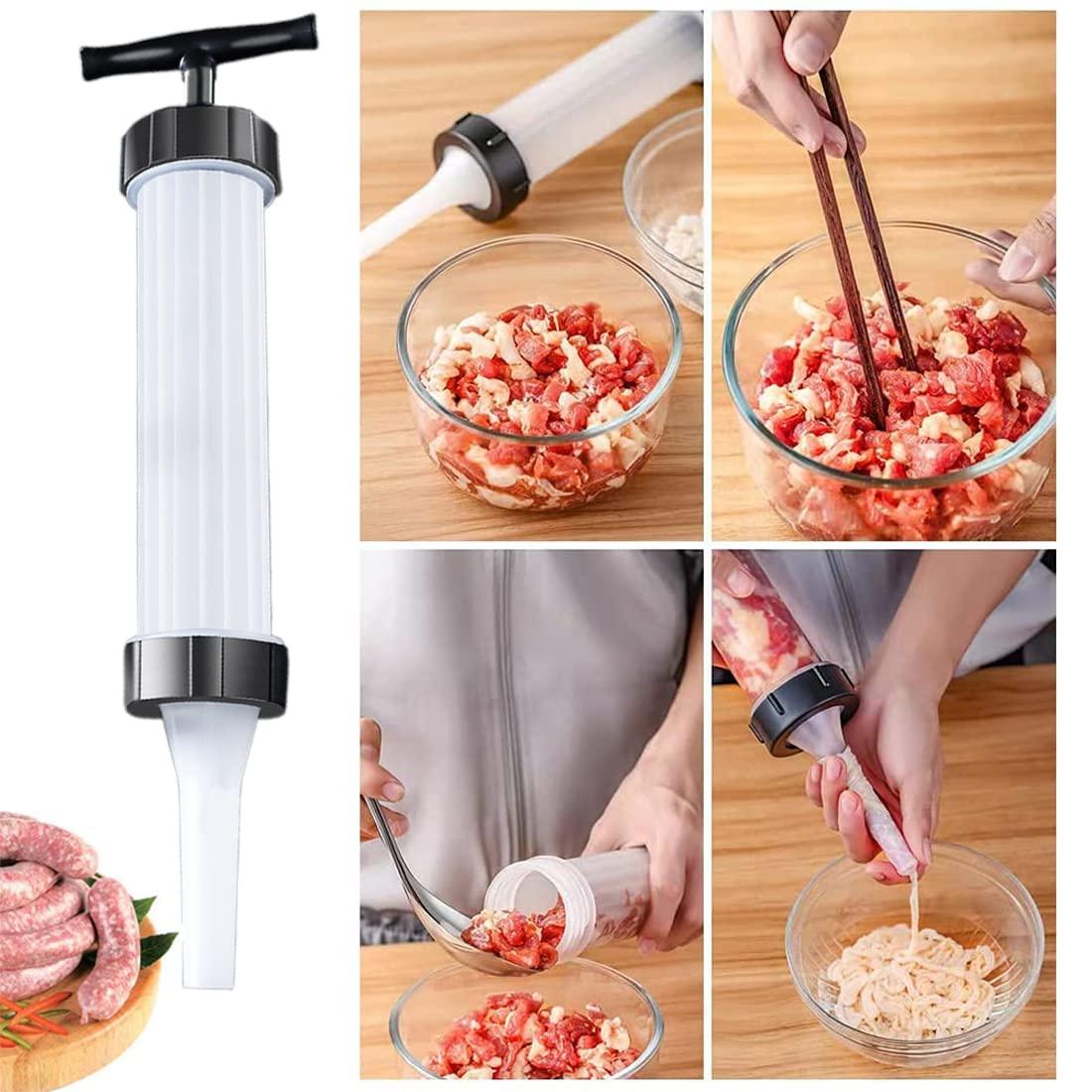 Máy làm đầy muối, bụi xúc xích, phễu làm đầy xúc xích, ống làm đầy, máy xúc xích, với 3 phễu thịt băm nhỏ, làm xúc xích