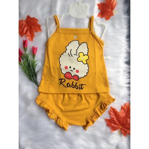 Bộ Quần Áo Trẻ Em 2 Dây In Hình Thỏ Rabbit Cho Bé Gái 6-19kg