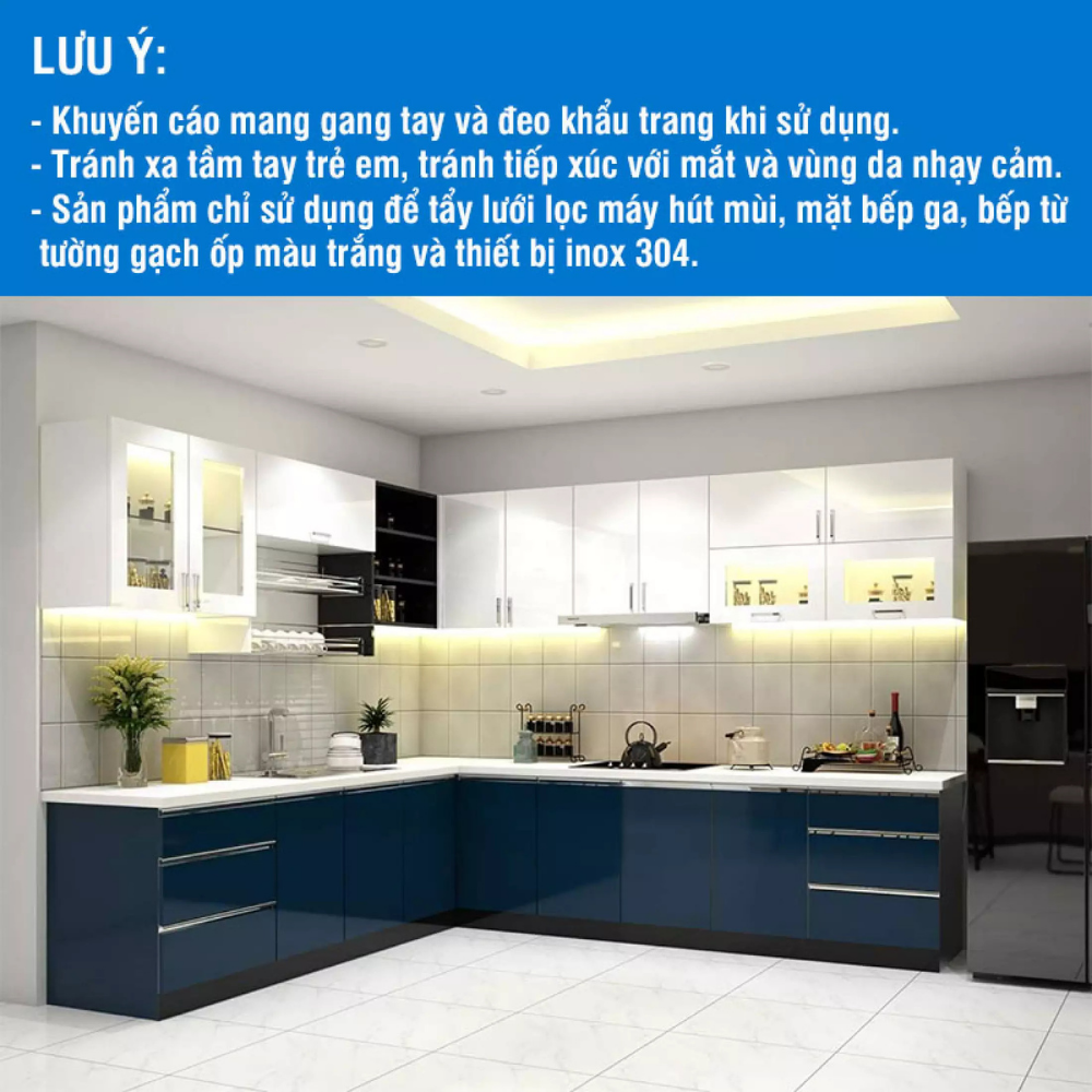 Tẩy dầu mỡ nhà bếp JULI PLUS tẩy sạch lưới lọc máy hút mùi, mặt bếp ga, bếp từ, bếp điện, tường gạch ốp, tẩy xoong, lò vi sóng. Chai 500ml