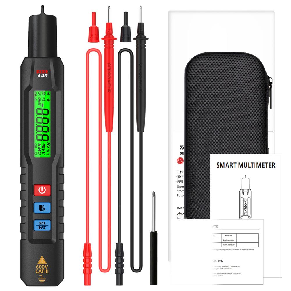 Digital Multimeter Professional Voltage Resistance Frequency Temperature Measurement Test Meter Continuity Testing Temp Detector Multitester Digital Backlight Display VFC Tester