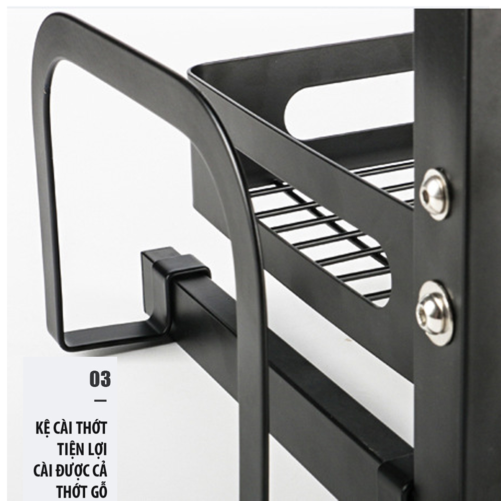 KỆ GIA VỊ 2 TẦNG VỚI THIẾT KẾ BẰNG INOX SƠN TĨNH ĐIỆN SIÊU HIỆN ĐẠI PHÙ HỢP CHO CĂN BẾP CỦA BẠN-JL