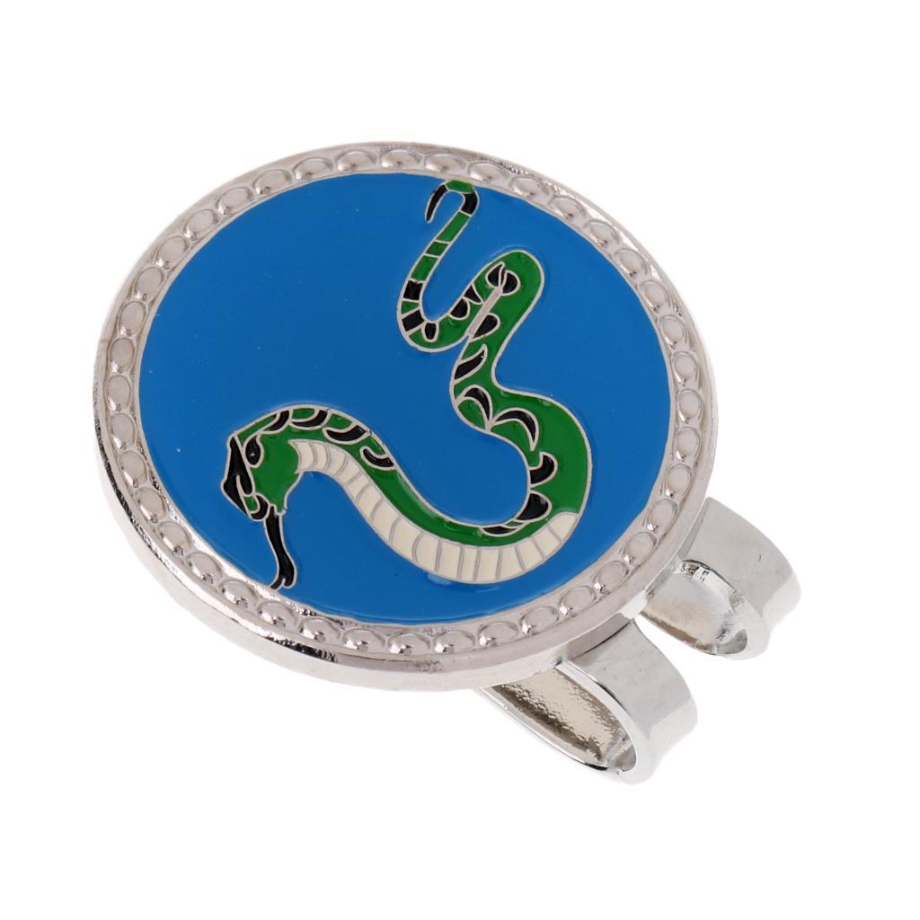 3xGolf Hat Clip Magnetic with Golf Ball Marker Chinese Zodiac Snake