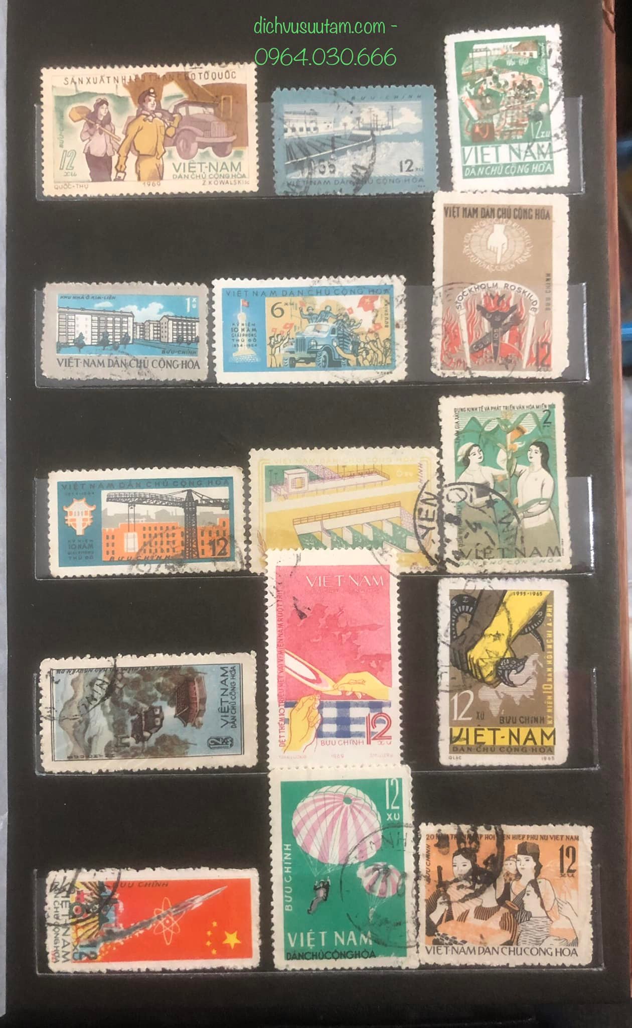 Album tem Việt Nam Dân Chủ Cộng Hòa 120 con tem khác nhau sưu tầm chuyên sâu