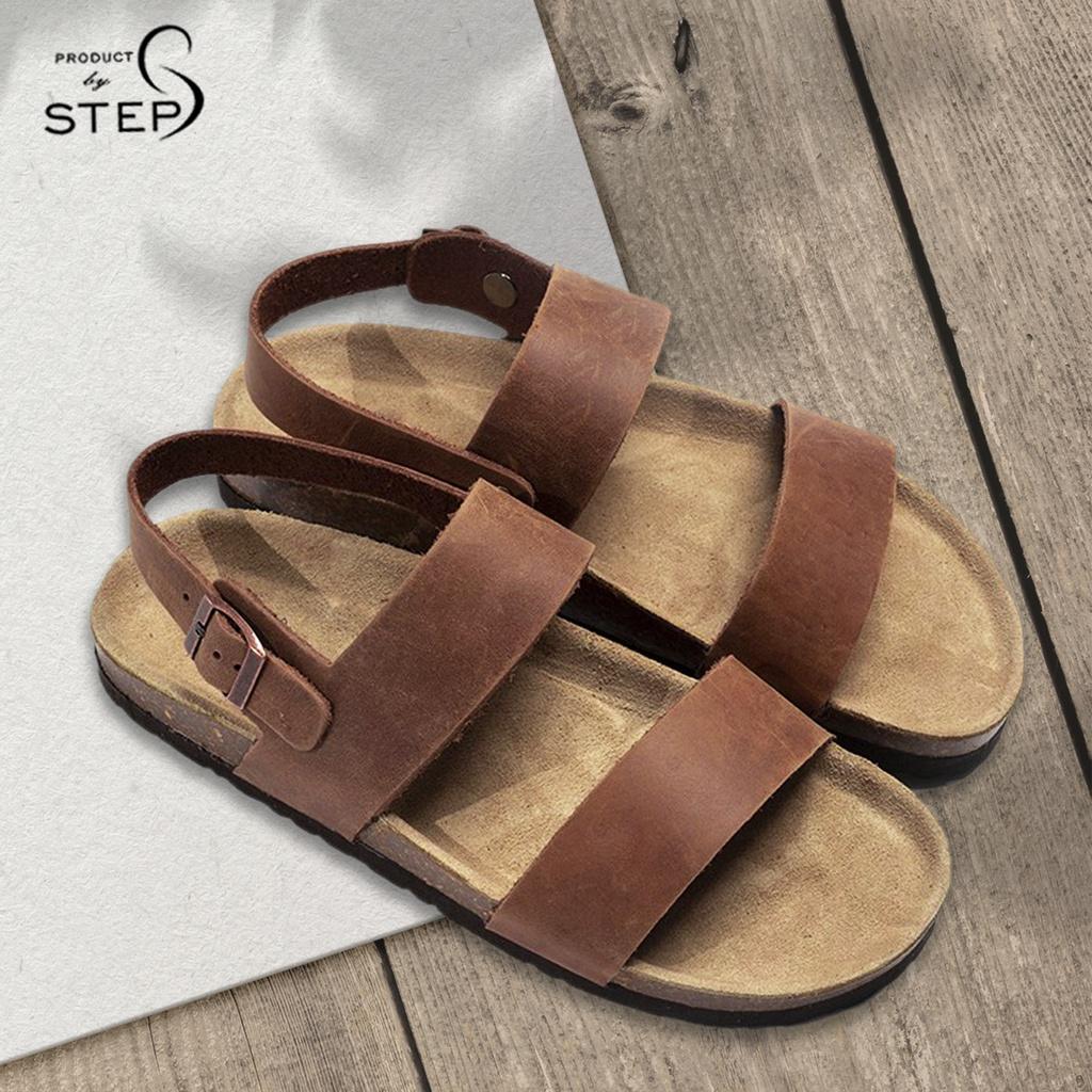 Giày đế trấu Unisex Da quai đôi