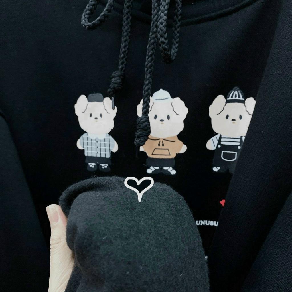 Áo Khoác Hoodie Sweater Tay Bồng Nỉ Ngoại Cực Hot Tp Có Túi Trước 3 Con Gấu Siêu Xinh