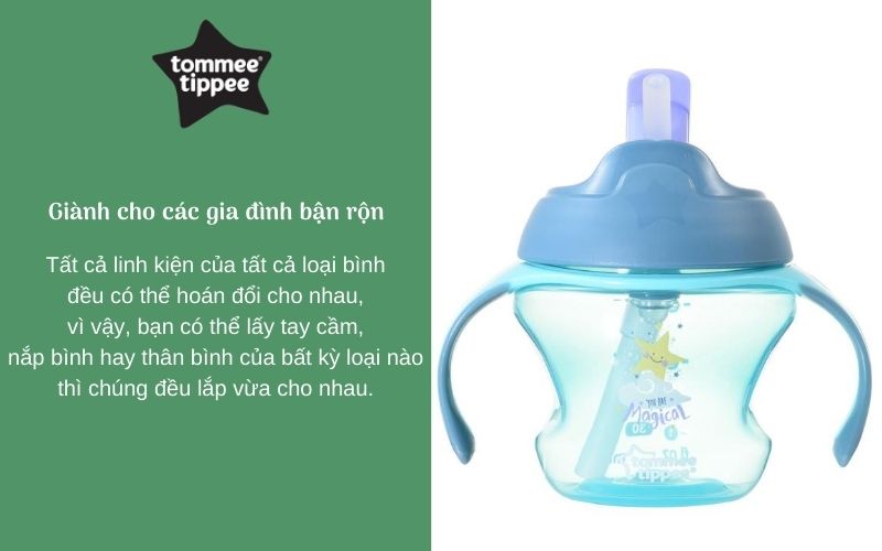 Bình uống nước có ống hút cho bé Tommee Tippee First Straw 150ml từ 9 tháng - Xanh Lá