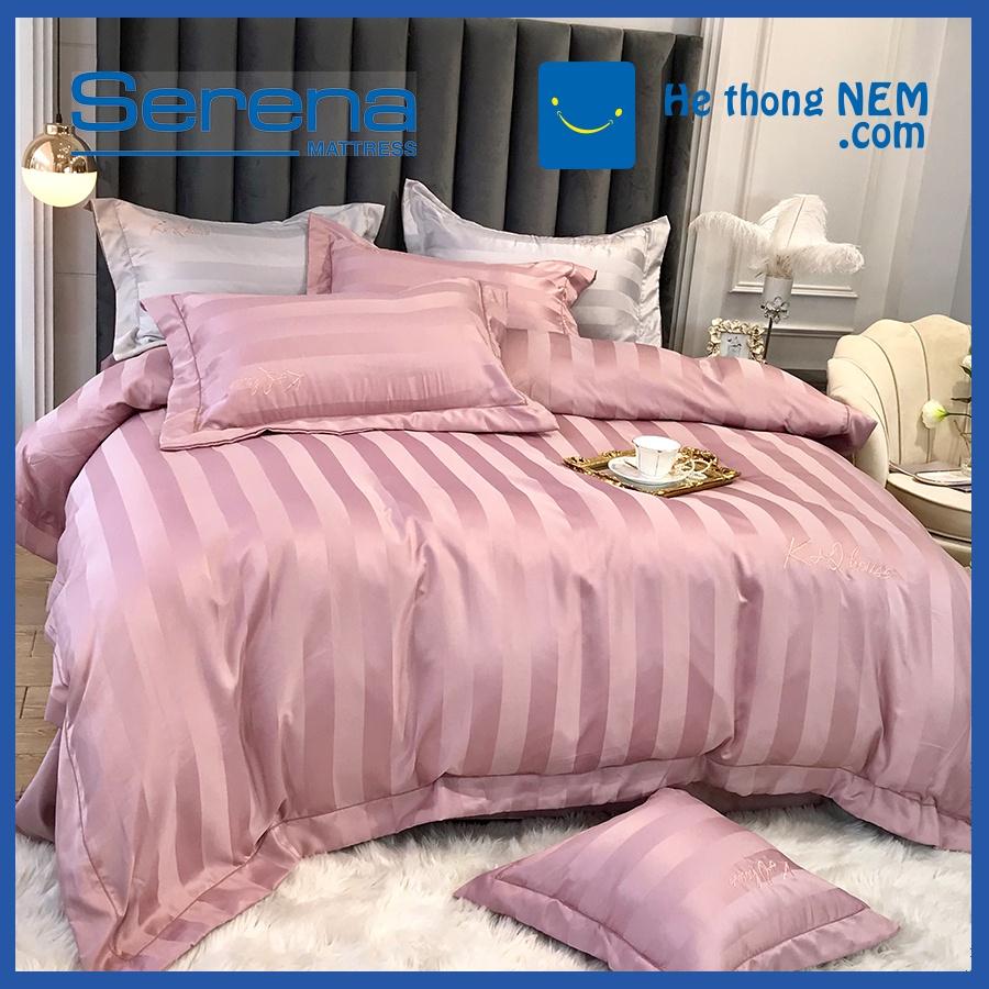 Set Chăn Ga Gối 5 Món Lụa Hàn SERENA Bộ Chăn Ga Trải Giường Cao Cấp - Hệ Thống Nệm