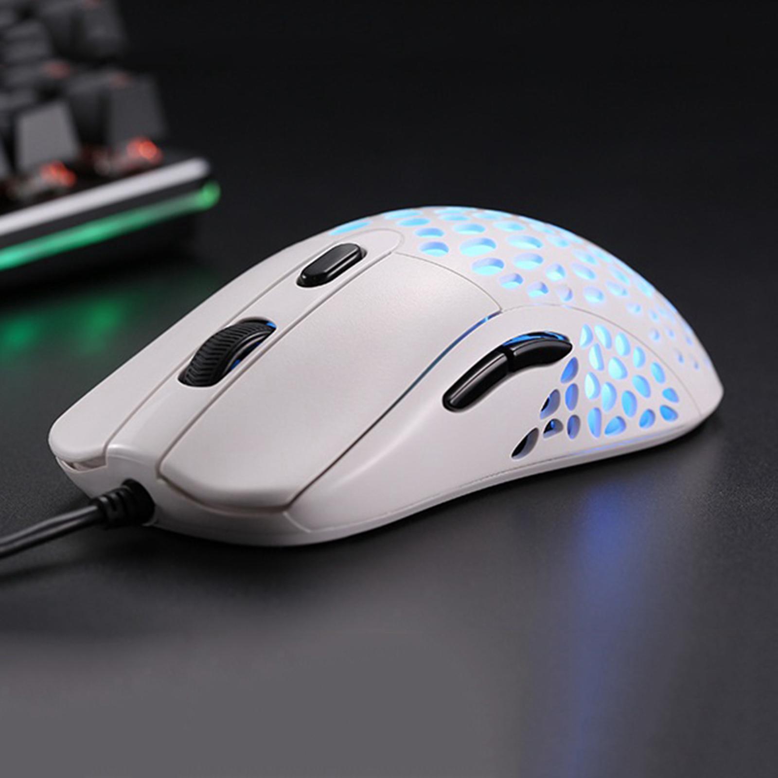 Ultralight RGB Gaming Mouse Wired Hollow-Out Design High Precision White
