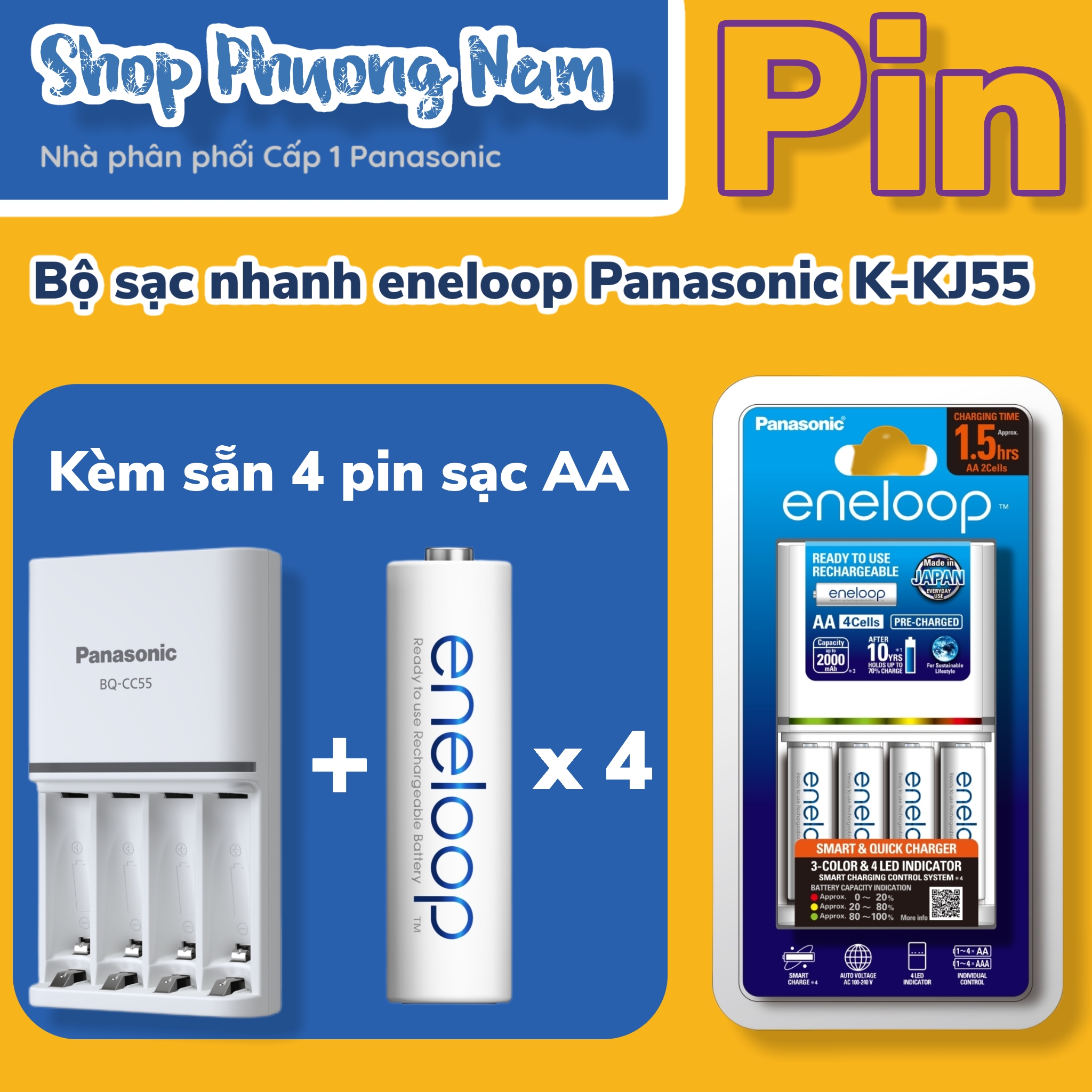 Bộ sạc Nhanh eneloop Panasonic (K-KJ55MCC40V)