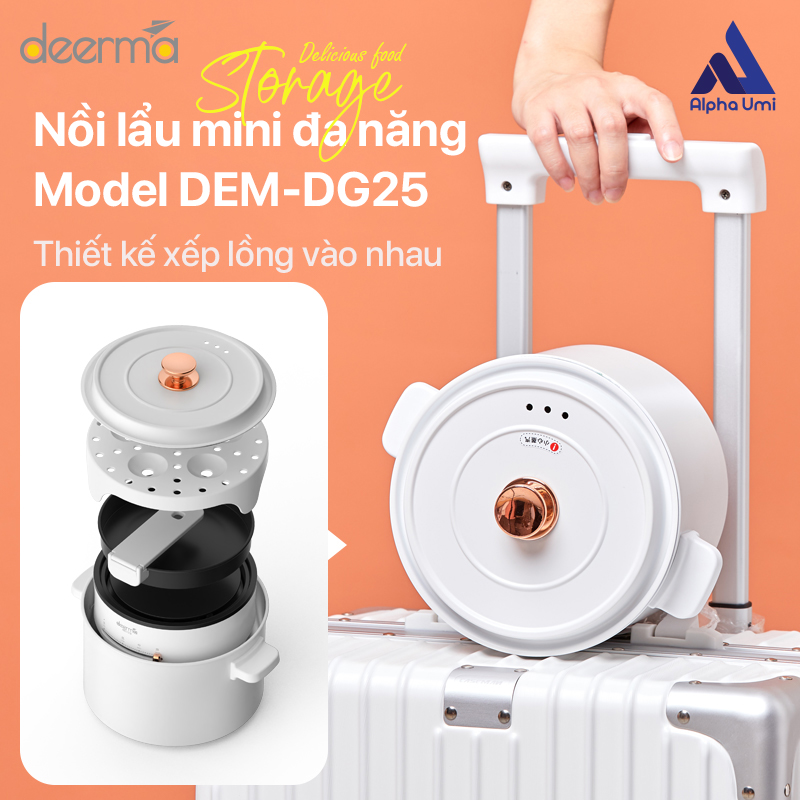 Nồi Lẩu Điện Mini Đa Năng Deerma DG25 - Hàng Nhập Khẩu