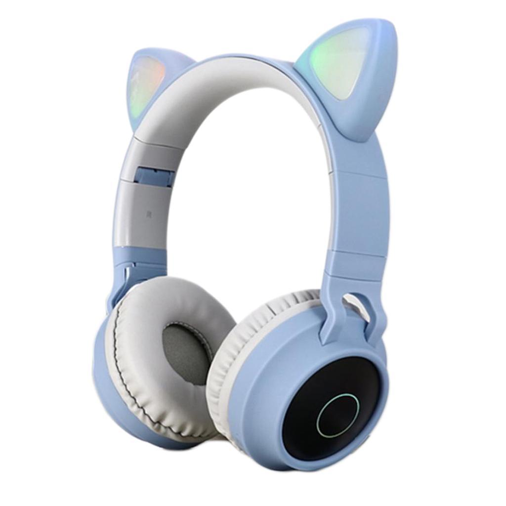 Bluetooth Stereo Headphones LED Light Flashing Glowing Headset Blue