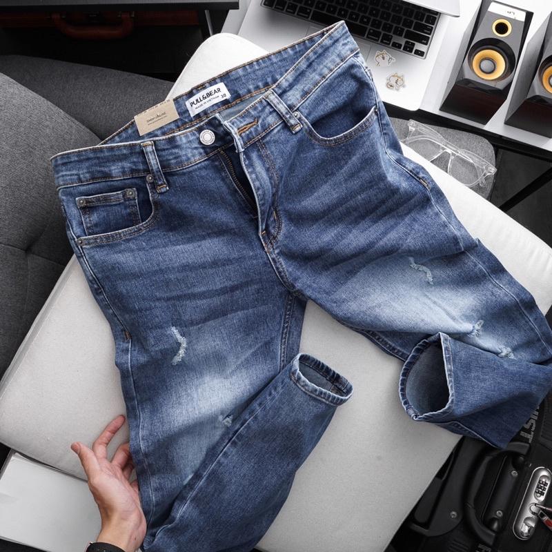 Quần jean nam co giãn slimfit xuất xịn - màu bụi rách