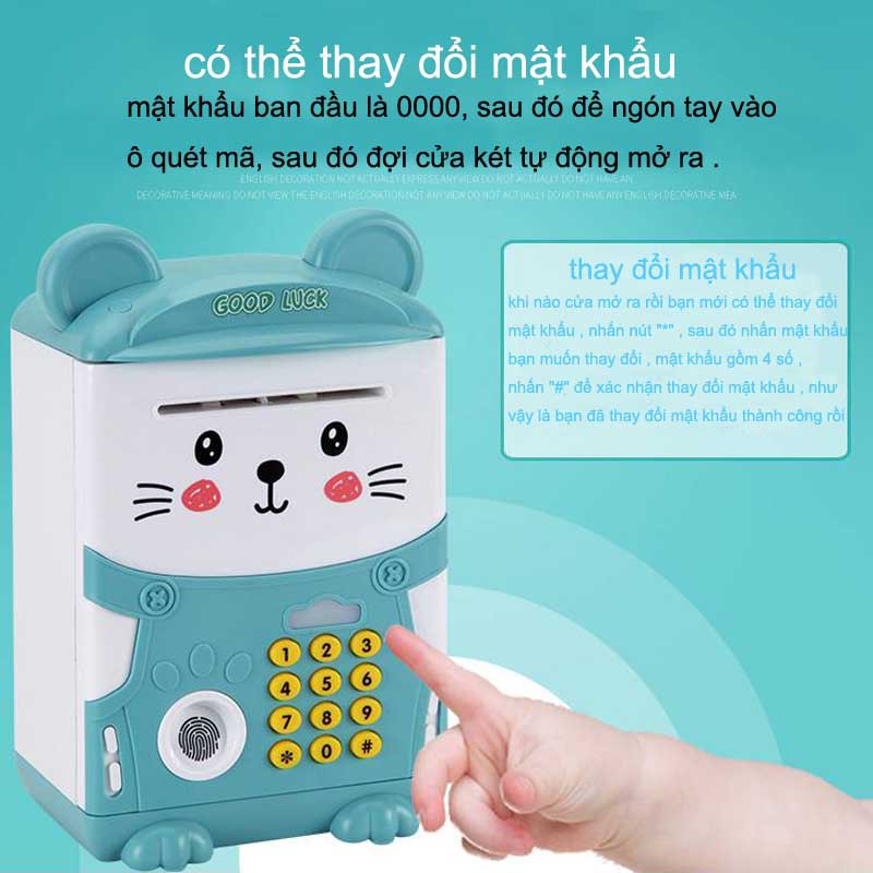 Két Sắt Đựng Tiền Cho Bé Đồ Chơi Thông Minh Mô Phỏng Ấn Vân Tay Mật Mã Có Nhạc Vui Nhộn Cho Bé ( Mẫu Mới