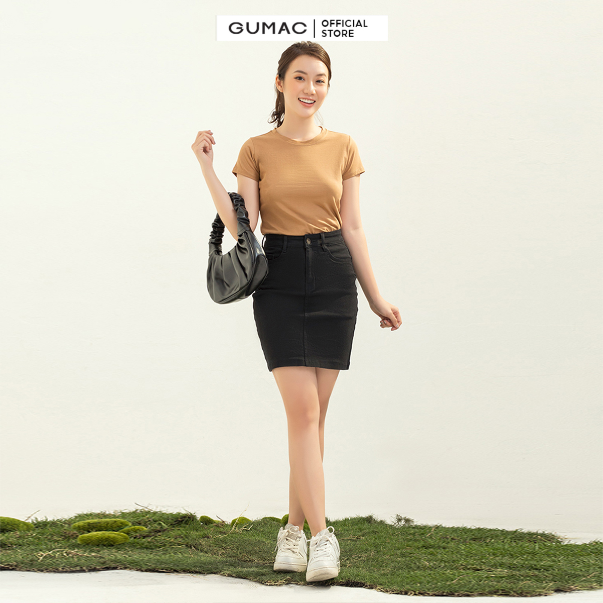 Chân váy jeans nữ GUMAC VJC03019 form A cơ bản trẻ trung