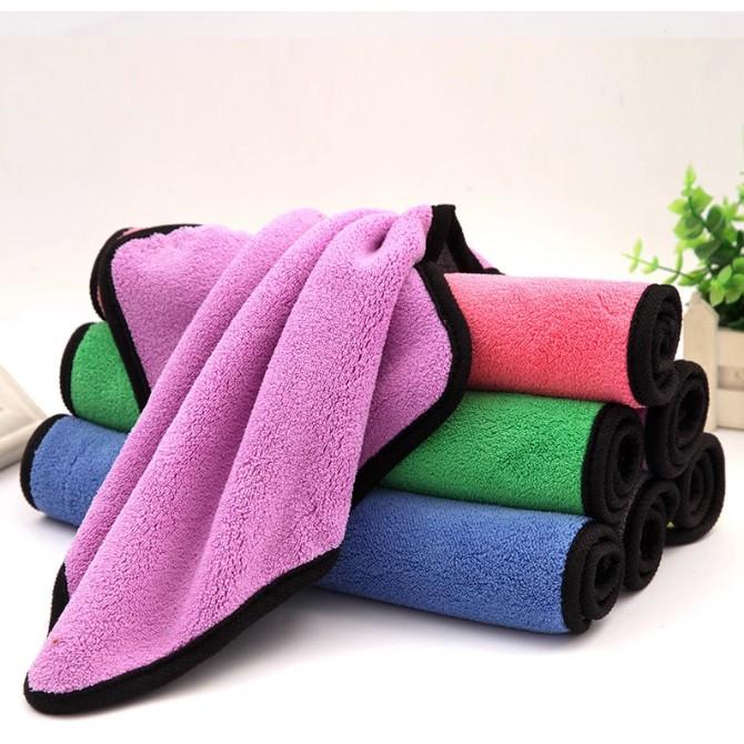 Khăn lau đa năng Microfiber 30x40cm - 2 Mặt HÀNG LOẠI 1 siêu dày dặn thấm hút không rụng lông - Chuyên dụng cho ô tô