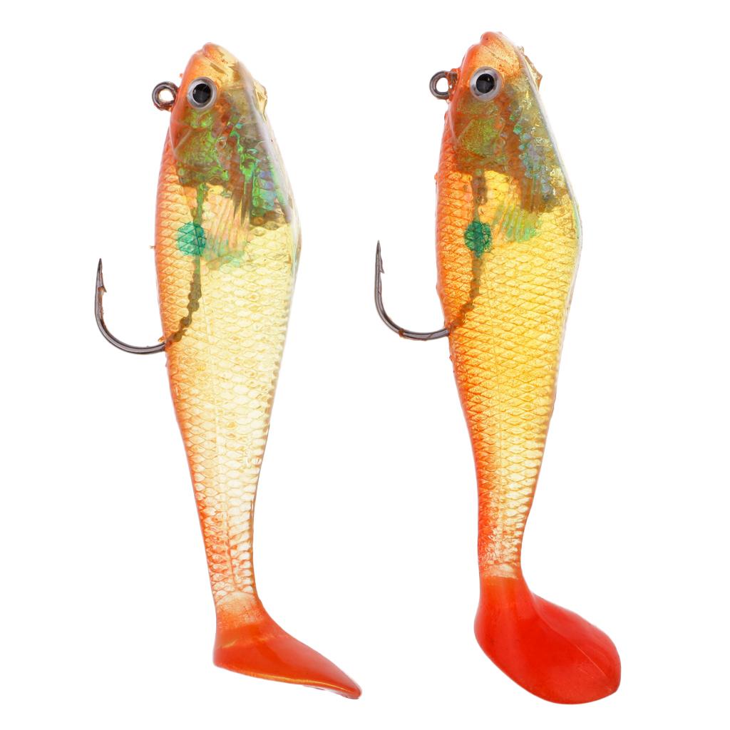 2pcs T Tail Soft Minnow Lure Lead Fishing Lures Silicone Shad Swimbaits 22g