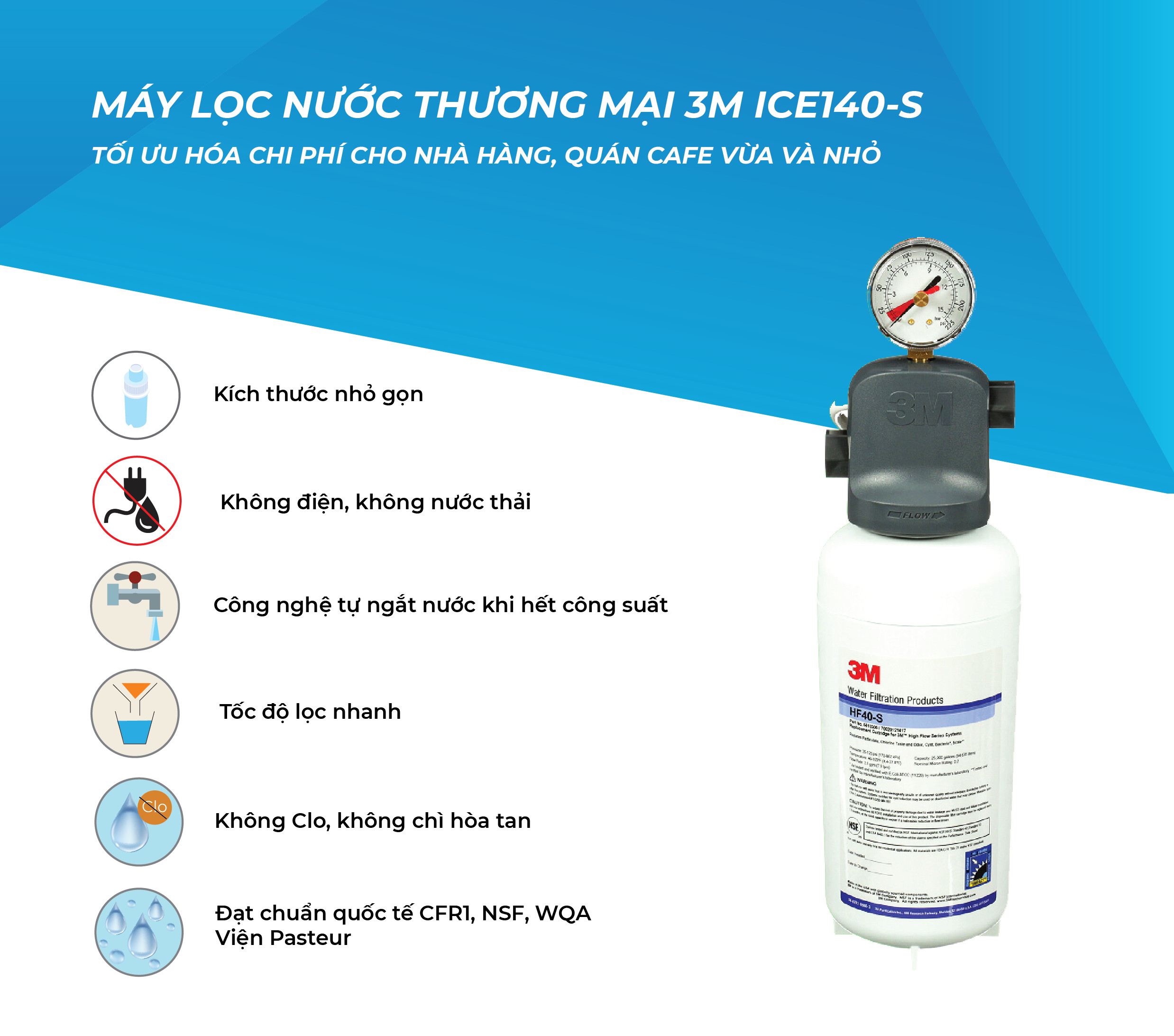 Máy Lọc Nước Thương Mại 3M ICE140-S - Công Nghệ Lọc IMPACT - Công Suất Lọc 94.635 Lít -  Hàng Chính Hãng