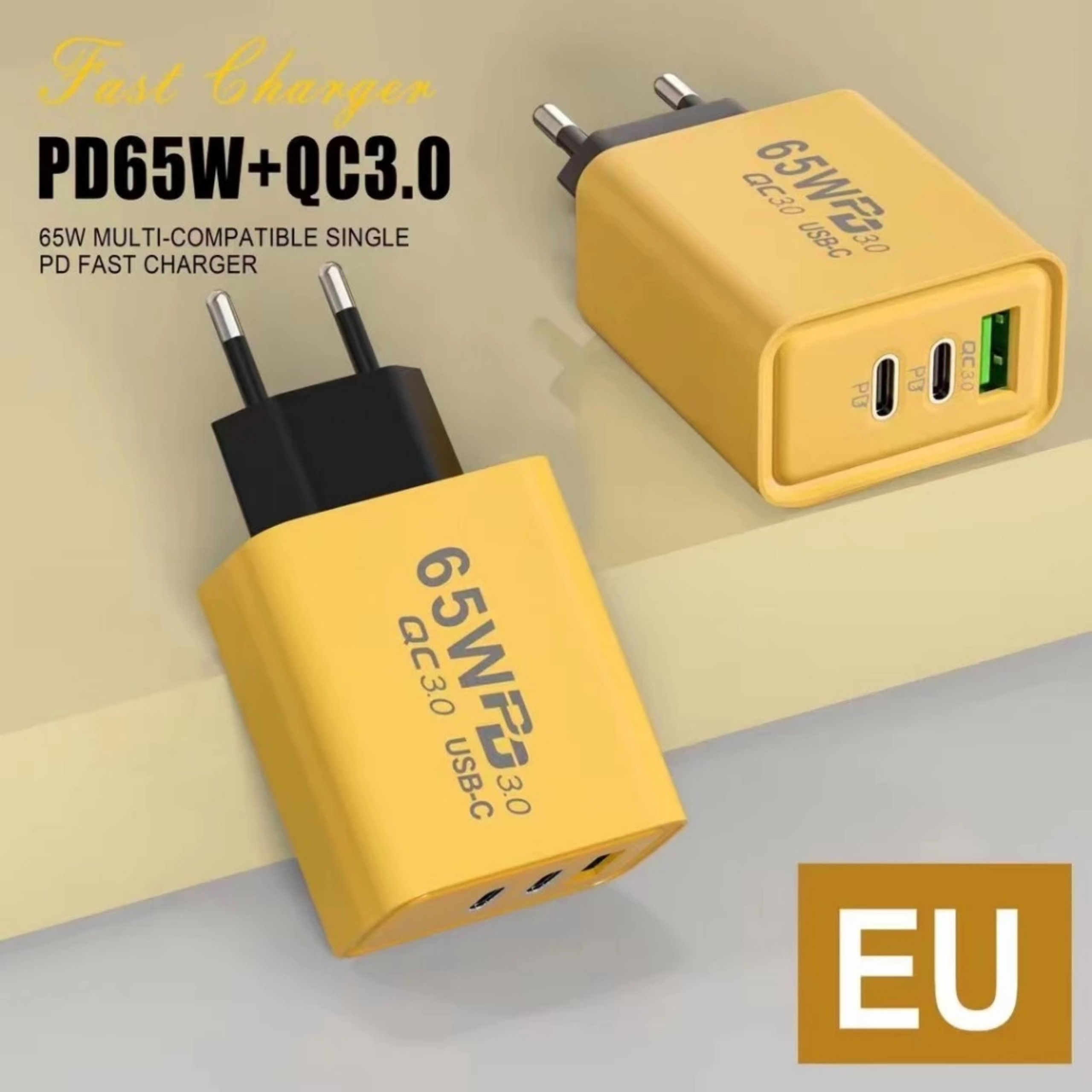 Củ sạc nhanh Elough PD65W cho điện thoại, máy tính bảng gồm 1 cổng USB-A 3.0 và 1 cổng Type-C, hàng nhập khẩu