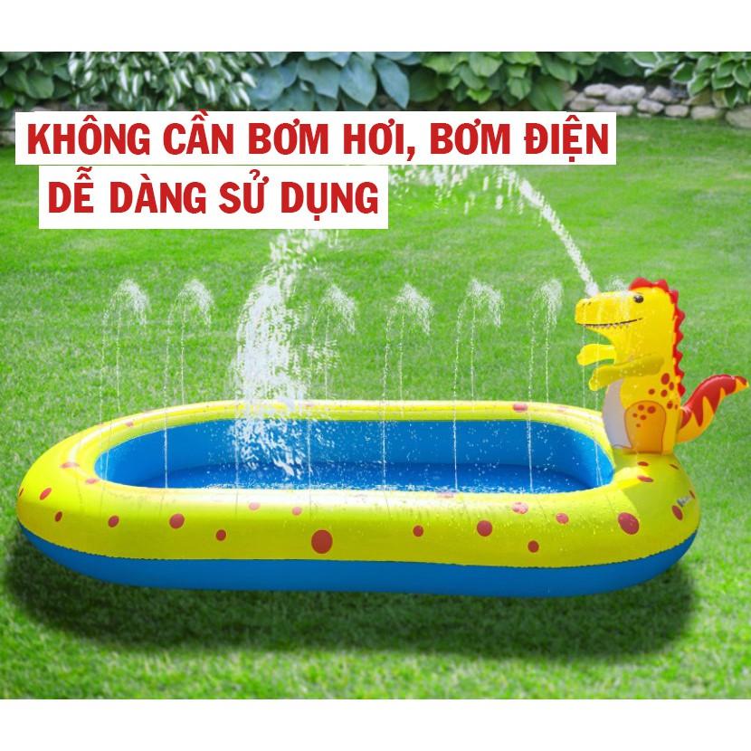 Bể Bơi Phao Cho Bé 1m7 Một Tầng Phun Nước [Tặng bơm hơi] - Bể Bơi Phun Nước Khủng Long Ngoài Trời