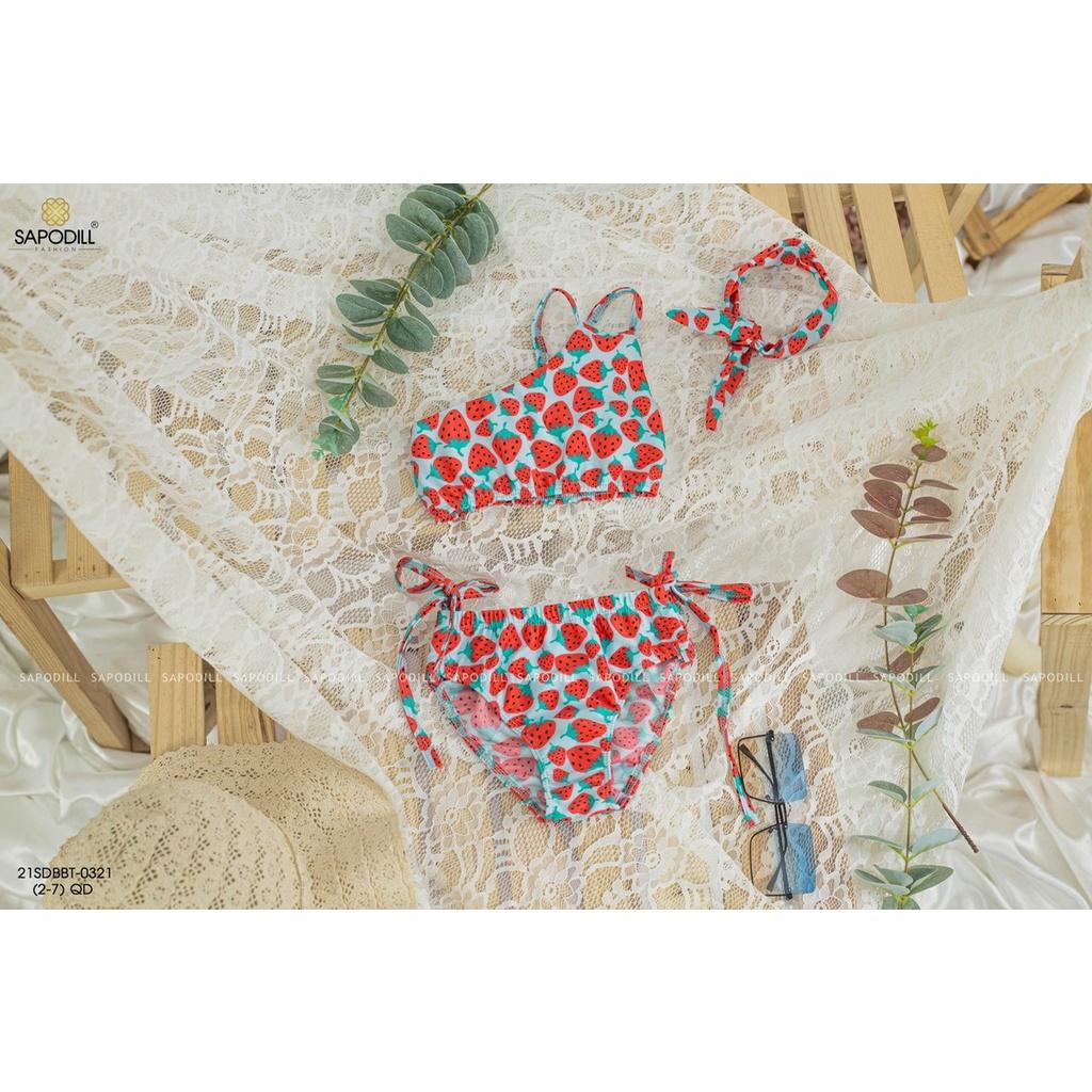 Bộ đồ bơi 2 mảnh cho bé gái cổ lệch vai phối turban dễ thương size 10-20kg hàng thiết kế cao cấp