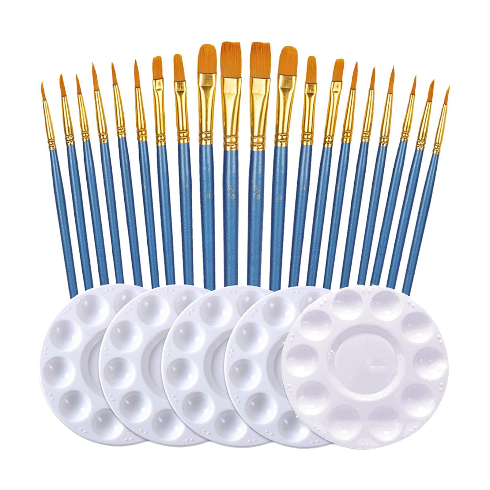 25x Paint Brushes Palette Set Acrylic Painting Tool Artist Paint Brushes Nylon Hair Brushes for Arts Projects Classroom Make up DIY Crafts