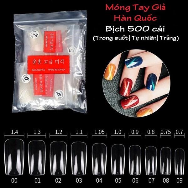 Móng up nail Hàn Quốc (bịch 500 cái), móng tay giả đầu vuông, chuyên dụng nail salon