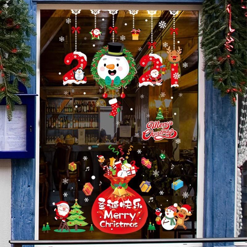 COMBO Decal trang trí Noel - 2021 phối Túi quà đỏ lớn