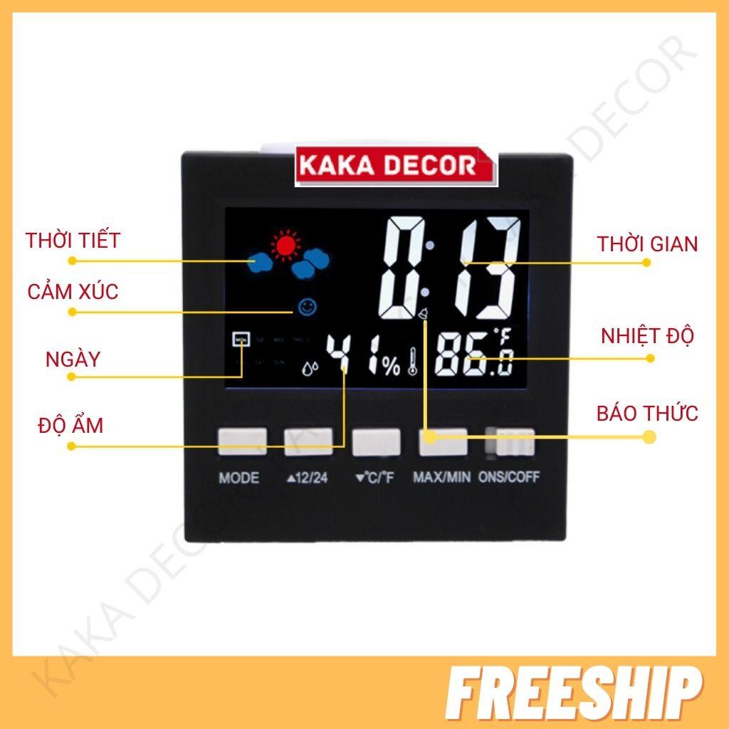 Đồng hồ led để bàn, đồng hồ điện tử báo thức cao cấp thông minh đo nhiệt độ độ ẩm KaKa Decor