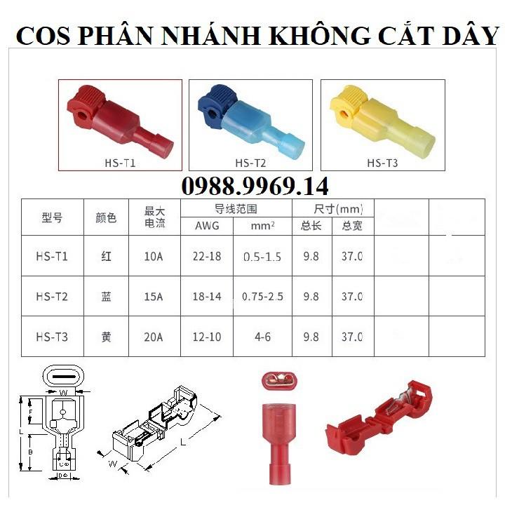 Đầu cos nối dây điện nhanh chữ T hộp 120c tặng kèm kìm bấm