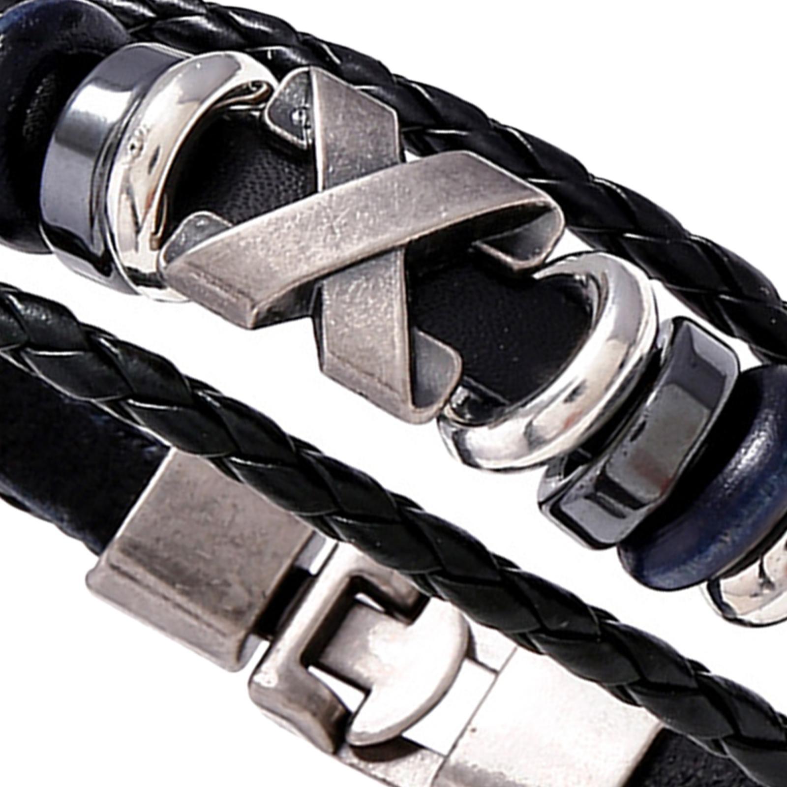 Fashion Braided Leather Bracelet Bangles Rope Multilayered Men Women