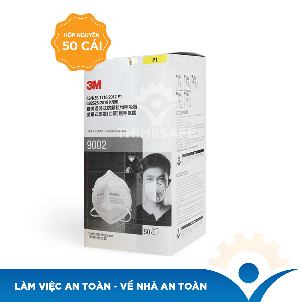 Khẩu trang 3M 9002 Tiêu chuẩn KN90 chống virus lọc bụi mịn - khẩu trang y tế 4 lớp thiết kế 3D cho độ kín khít tối đa - chính hãng 3M (Dây đeo qua gáy không đau tai)