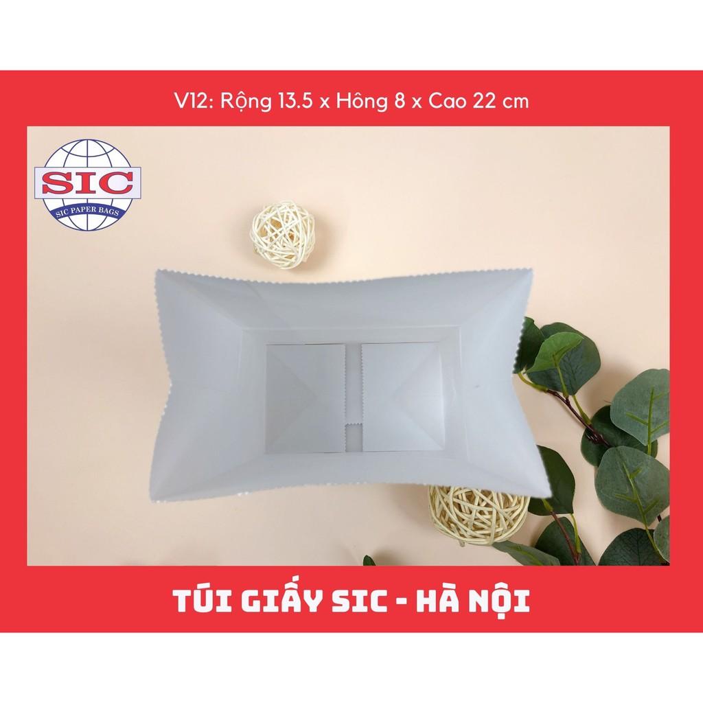 100 CHIẾC TÚI GIẤY KRAFT V12: 13.5x8x22 MÀU TRẮNG KHÔNG QUAI ( ẢNH THẬT)