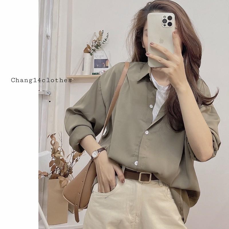 Áo sơ mi lụa không bóng hàng quảng châu dài 65cm