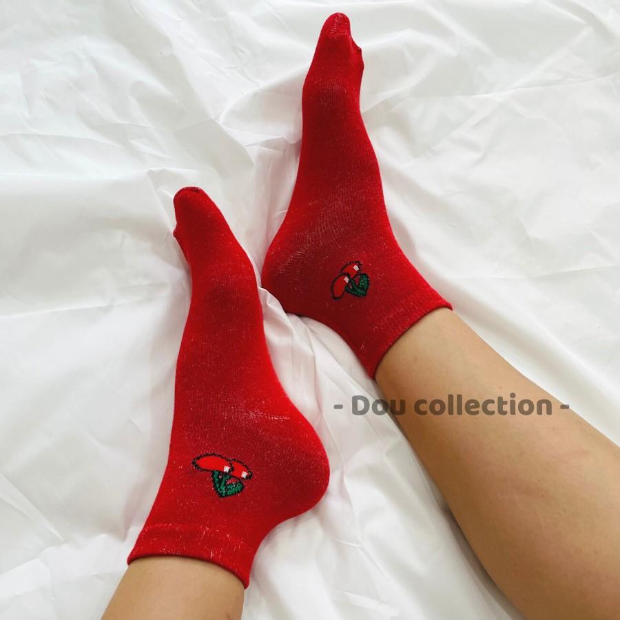 Vớ Tất Nam Nữ Cổ Cao Cotton Họa Tiết Trái Cây Nhiều Màu Phong Cách Nhật Bản Dễ Thương - Mã TV010