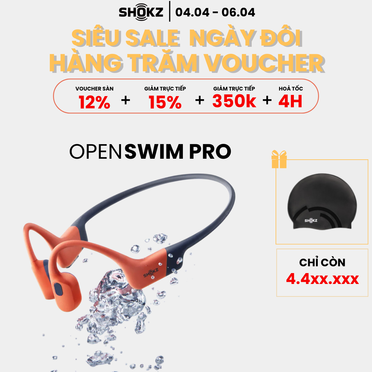 [MỞ BÁN] Tai Nghe Thể Thao Truyền Âm Thanh Qua Xương SHOKZ OPENSWIM PRO S710 Bluetooth Kết Hợp Lưu Trữ MP3 32GB - Hàng Chính Hãng