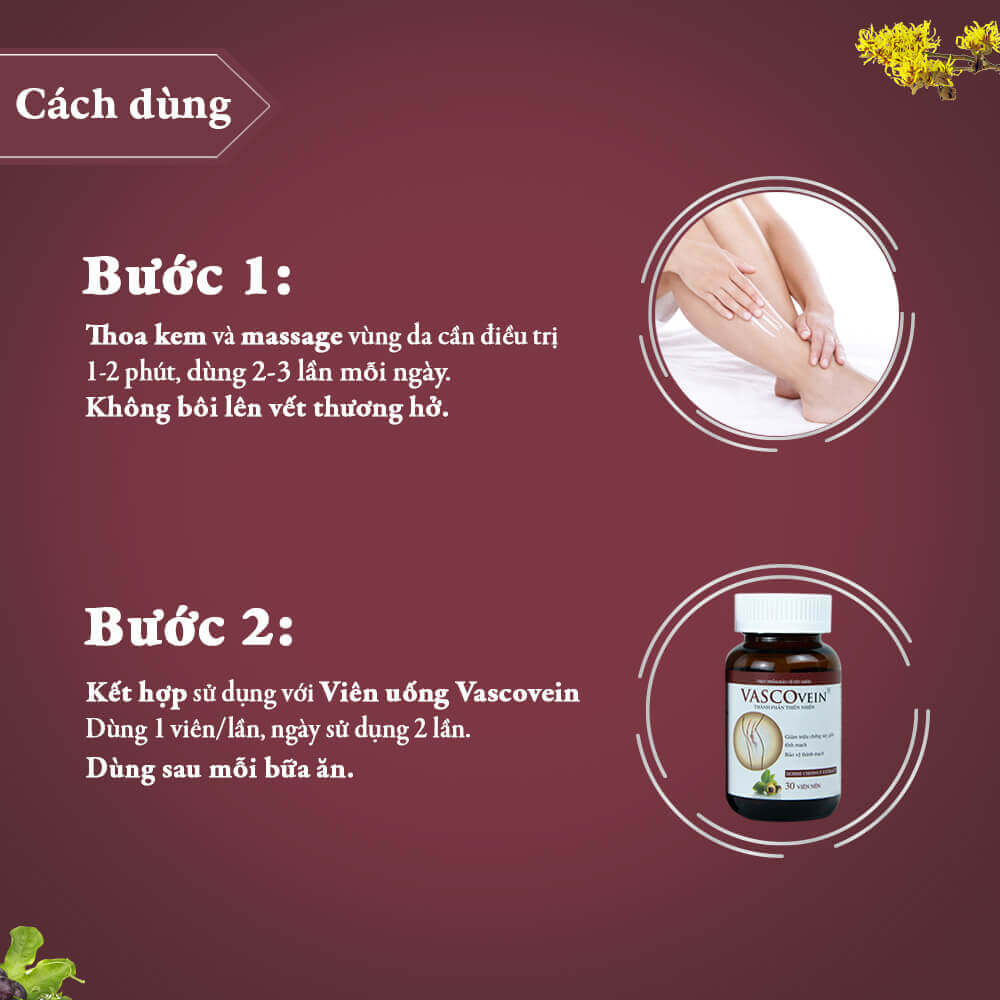 Bộ Sản Phẩm Hỗ Trợ Bệnh Suy Giãn Tĩnh Mạch Vascovein (Viên uống &amp; Kem thoa)