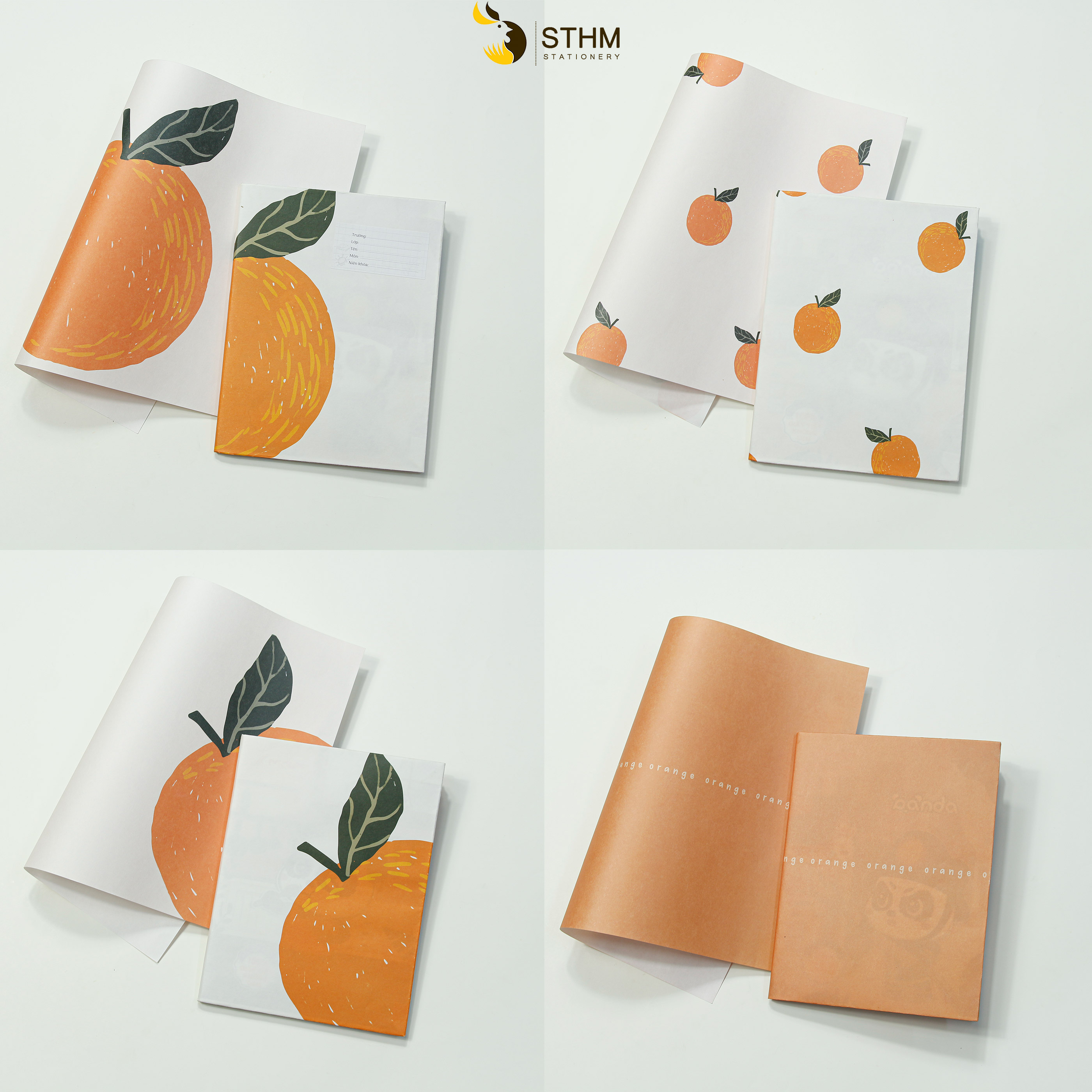 [STHM stationery] - Giấy bao tập A5 - Fruits - Tặng kèm 8 nhãn vở -  Giấy kraft trắng 100gsm - Giấy dai, chống thấm nhẹ