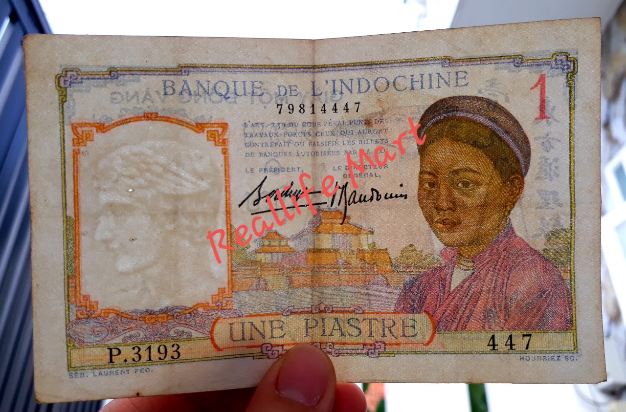 Tờ 1 đồng vàng gánh dừa Indochine năm 1953