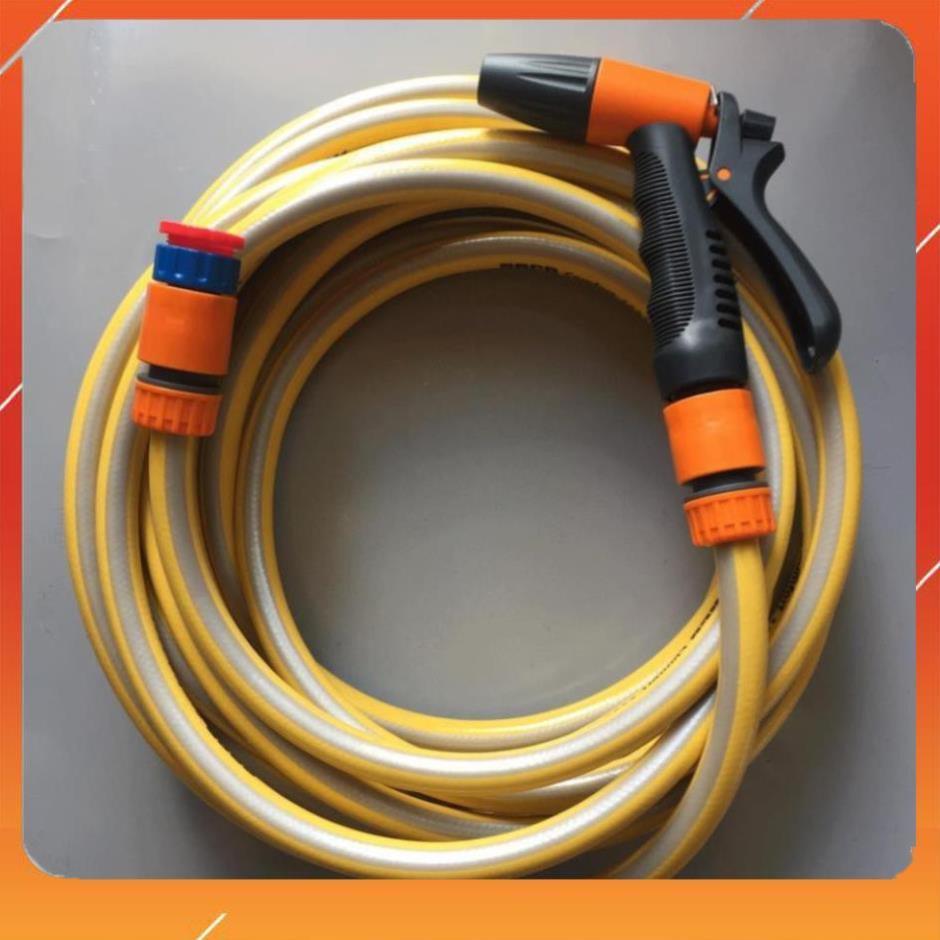 Vòi tưới cây rửa xe 6m-7m-8m tay bóp tùy chỉnh nhiều chế độ 319498622-1622-3 mầu cam