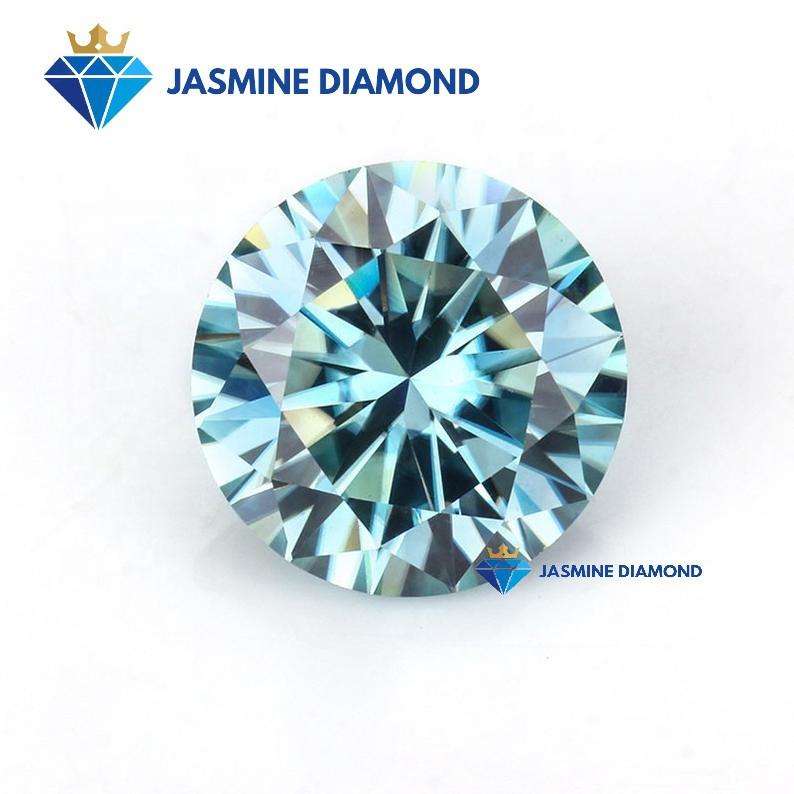 Kim cương nhân tạo Mỹ Moissanite giác cắt tròn màu xanh ngọc