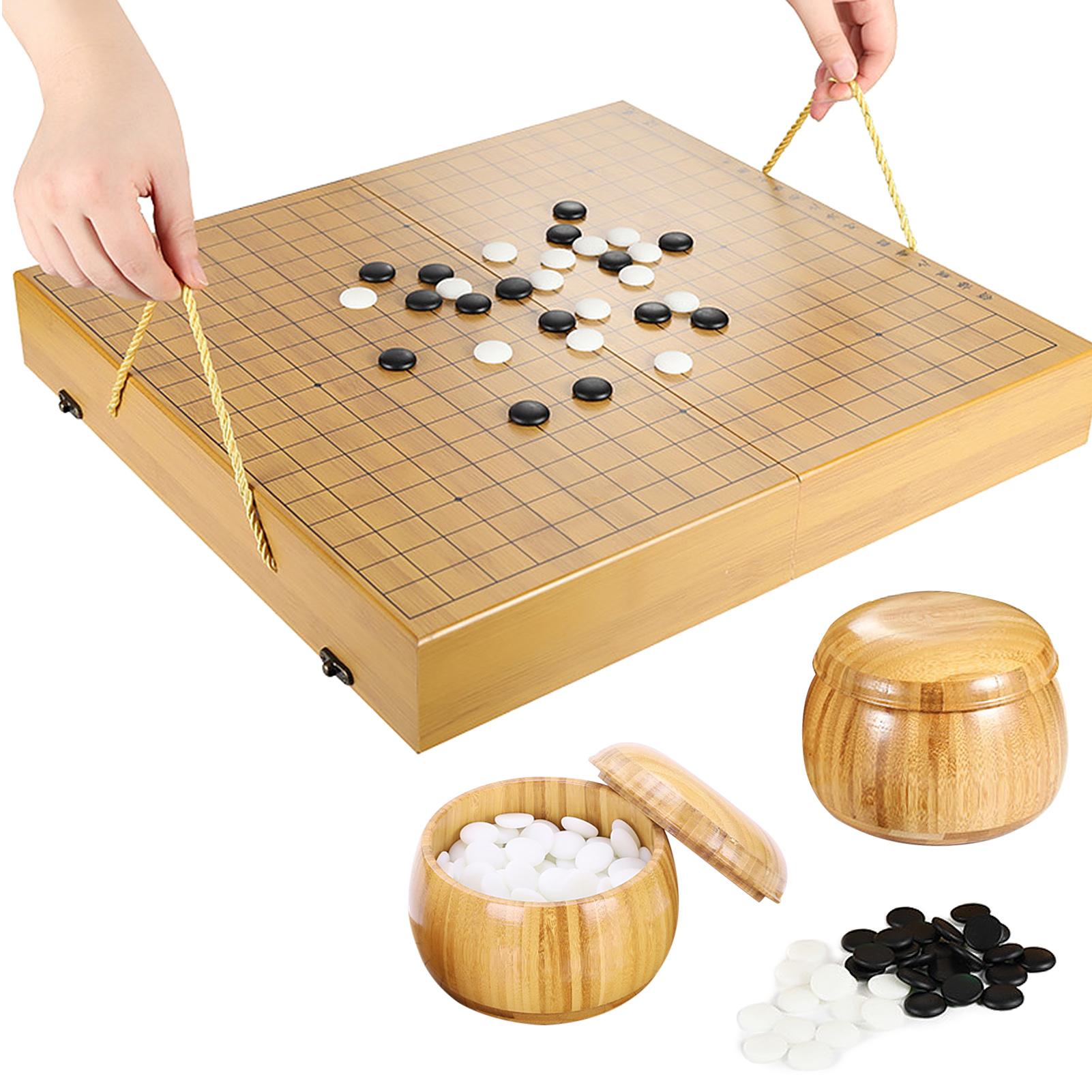 Portable Go Set Wood Go Board Game Set Go Chess Game with Storage Box Classic Chinese Strategy Board Game