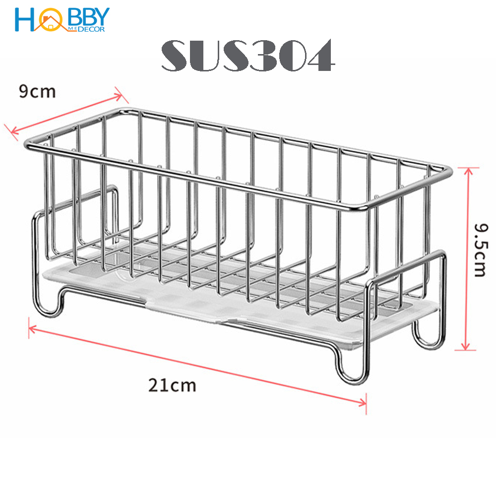 Kệ để đồ rửa chén bát gác trên bồn rửa inox 304 Hobby Home Decor KRC5 có khay hứng nước