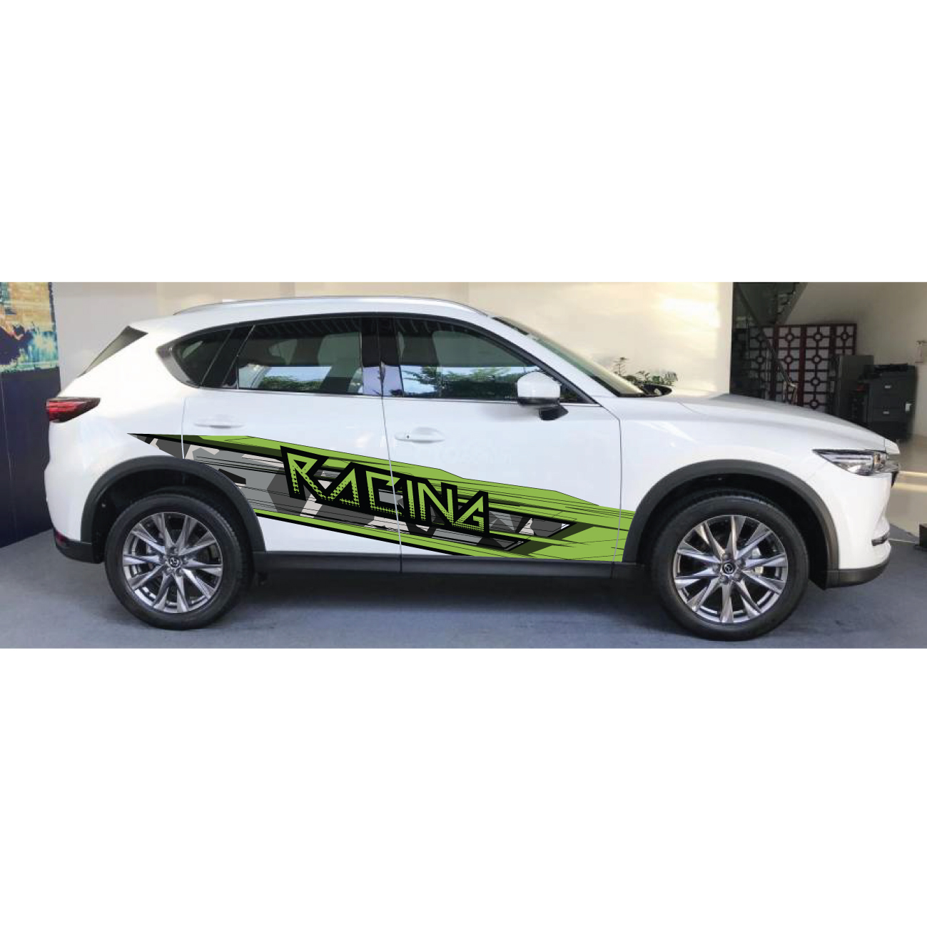 Decal xe 7 chỗ, tem dành cho xe Suzuki, tem chữ racing đẹp WRAP 60, KT 250x43cm